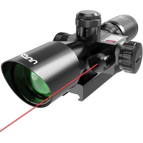 UUQ 2.5-10x40 Rifle Scope with Red/Green Illuminated Mil-dot with Red/Green Laser Combo-Green Lens Color,Tactical Scope for Gun Air Hunting,Free 20/11mm Mounts