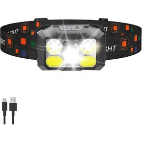 Headlamp Rechargeable LED, 1200 Lumens with Red & White Light, 8 Modes, Motion Sensor, USB-C Charging, IPX4 Waterproof, for Running, Hiking, Fishing, and Camping