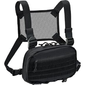 Chest Rig with Concealed Pistol Holster, Chest Bag for Men,Molle EDC Tactical Vest Chest Pack for Running Outdoor