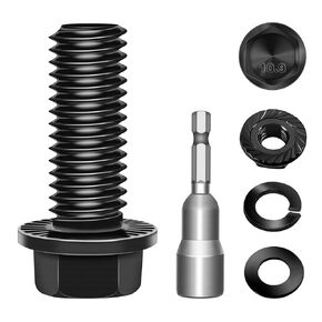(10Sets) M10 Bolt x 25mm Flanged Hex Head Bolts, External Flange Hex Drive M8 Screws, Class 10.9 Black Zinc Plated Alloy Steel Metric M10x1.5 Bolts Kit