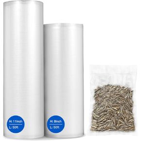 Vacuum Sealer Custom Length Vacuum Sealer Bags, Sealer Bags 8" x 50' Rolls 2 pack for Food Saver, Seal a Meal, Commercial Grade, BPA Free, Great for vac storage,Meat Cheese Dry Goods