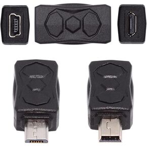 xiwai Micro USB 2.0 OTG Mini USB 5Pin Type-A Male to Female Extension Adapter, Support Charging and Data Sync, Black, Pack of 5pcs