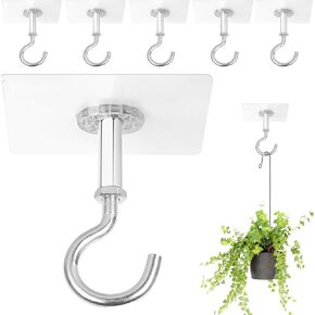 Ceiling Hooks Adhesive, 2 Pack Ceiling Hooks Heavy Duty for Hanging Plants,Adhesive Ceiling Hooks, Holds Up to 30lbs, No Drill Ceiling Hooks for Lights, Lanterns,Wind Chimes
