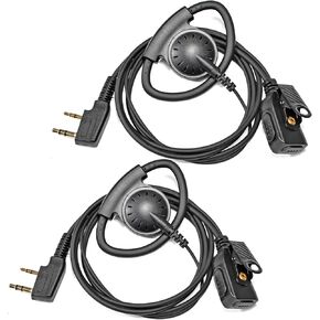 HYS 1 Wire D Shape Ear Hook UV5R 888S Walkie Talkie Earpiece with PTT, Amateur Radio Headset with Mic for Baofeng BF-F8HP BF-F9 UV-82 UV-82HP Kenwood NX-220E/NX-220E2 Two Way Radio