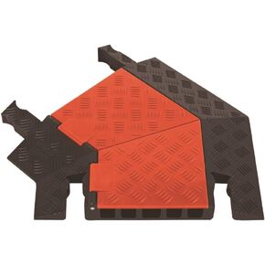 Checkers Left Turn 5 Channel Medium Profile Drive Over Cable Protector, Heavy Duty Loads up to 42,000 Pounds, Polyurethane Construction, Improved Traction and Stability, Orange/Black, GDT5X125-L-O/B