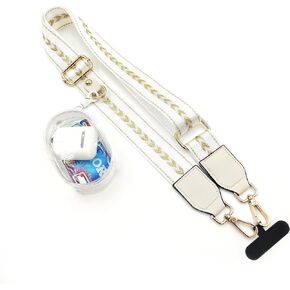 Phone Strap Crossbody,Clip and Go Strap for Phone with Pouch Crossbody,Adjustable Anti Theft Cellphone Lanyard for Women,Cellphone Chain Accessories(Beige)