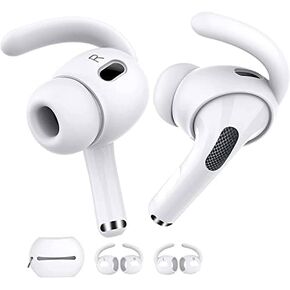 Mizi [4 Pair] AirPods Pro 2nd Generation 2022/2023 Release Ear Hooks Covers [Added Storage Pouch] Anti Slip Grip [Not Fit in The Charging Case] - White