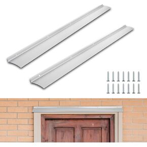 Door Rain Drip Guard, Aluminum Door Drip Cap Door Rain Guard, 40 Inch Door and Window Rain Guards House, Black, 2 Pack