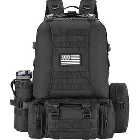 NOOLA 60L Military Tactical Backpack for Men Army 3 Day Assault Pack Large Camping Detachable Rucksack with Bottle Holder