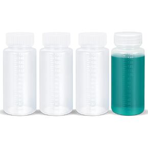 34oz/1000ml Plastic Storage Bottles, Laboratory Grade PP Reagent Bottle Sample Bottles, Graduated Wide Mouth Liquid/Powder Containers Medicine Jars (Transparent, 2 Pcs)