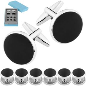 Cufflinks for men Tuxedo Shirt Studs Set Box Silver Gold Cuff links mens Jewelry Gift