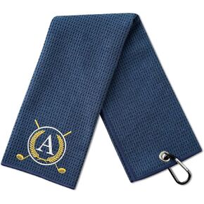 Golf Towels, Monogrammed Golf Accessory for Golf Bags, Golf Gifts for Men and Women on National Golf Day, Retirement, Birthday, Christmas, 16"x 24" Microfiber Golf Towel, Blue - Initial C