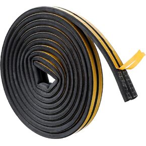 Weather Stripping Seal Strip for Doors Windows, Weatherproof Doors and Windows Soundproofing Seal Strip, Collision Avoidance Rubber Self-Adhesive Weatherstrip (16.4Ft)(White)