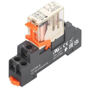 2Pack Power Relay RFT1CO024L, DC 24V Coil, 5 Pin 12A, SPDT 1NO 1NC, with LED Indicator Light and Plastic Clip Socket Base UL Certification (2)