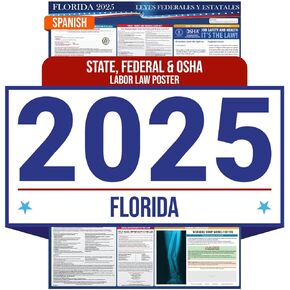 2025 Florida State and Federal Labor Law Poster - English Spanish Combo - OSHA Workplace Compliant - Mandatory Regulations Posting for Employees - All in One Required Compliance Posting 16" x 40" Laminated (English Spanish Combo) in Kuwait