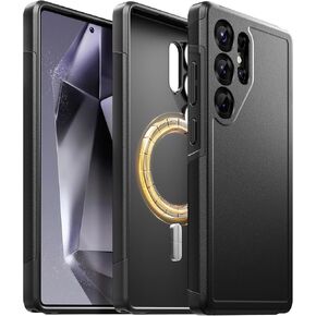 Magnetic for Samsung Galaxy S25 Ultra Case, Compatible with MagSafe, [2 Privacy Screen Protectors] Slim Military Grade Protection Shockproof Phone Case for Samsung S25 Ultra 6.8",Black