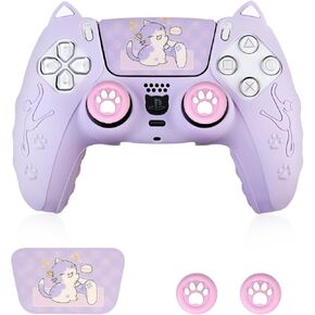 PS5 Controller Skin, Anti-Slip Controller Cover Case with Thumb Grip Caps for PlayStation 5 DualSense Wireless Controller (Pink) in Kuwait