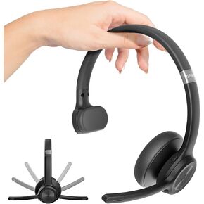 GearIT Wireless Bluetooth Headset with Mic - 35 Hrs Talk Time - Trucker Headset w/Noise Cancelling Microphone & Mute Button - Easy to Set Up Wireless Headset for Work, Phone Calls, Homes, Offices