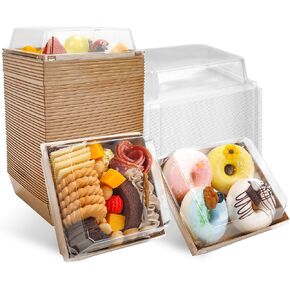 Small Charcuterie Boxes with Clear Lids Square Dessert Boxes To Go Disposable Food Containers for Cookie Sandwich Cake Slice 5.3x4.9x2.5INCH（White, 60 Pack） in Kuwait