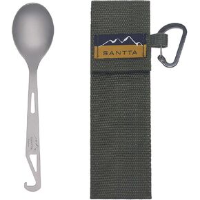 SANTTA Titanium Camping Spork, Spoon, Fork & Bottle Opener 3-in-1 Combo Camping Utensil for Camping, Hiking and Travel