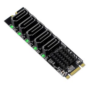 chenyang USB 3.1 Gen 2 to 5 SATA 3.0 Port Multiplier Extension Card Adapter for Motherboard SATA Hard Drive Port Extension with JMB575 JMS580 Chipset