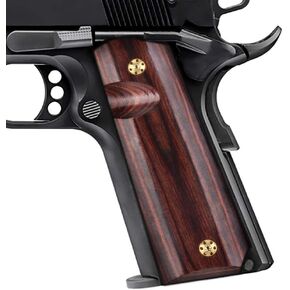 Cool Hand 1911 Full Size Grips, Government/Commander, High Polished Wood, Gold Gun Grips Screws Included, Mag Release, Ambi Safety Cut, 1/4" Thin