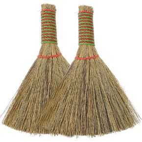 Mobestech 2pcs Kitchen Cleaning Broom Straw Braided Broom Small Natural Whisk Table Small Broom Mini Desk Broom Rustic Broom Table Top Desk Mini Brooms Kid Desk Mini Brush Wedding Miscanthus
