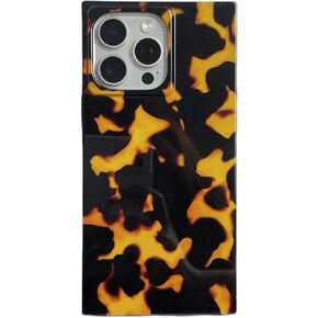 Compatible with iPhone 15 Pro Max Case, Shockproof Protective Slim Soft Bumper, [Retro Trunk Pattern] Glossy Phone Case Cover for iPhone 15 Pro Max 6.7", Tortoise Shell Flame