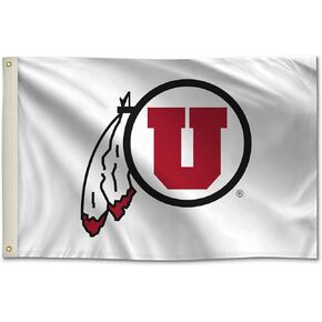 Utah Utes College Sports Printed Flag - NCAA Licensed - Nylon - 2' x 3' School Banner (White, Red)