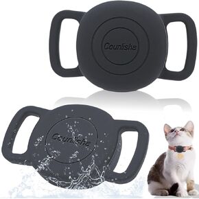 Silicone Holder for Tile Sticker (2024) for cat Collar, Slim Durable Cover tag for pet Necklace Accessories, Waterproof case Protect Life360 Sticker Tracker for Dog,Bag (2 Pack,Black)