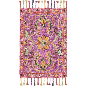 SAFAVIEH Blossom Collection 2'3" x 8' Purple / Multi BLM451A Handmade Tassel Premium Wool Runner Rug