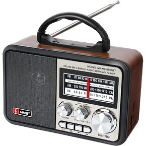 Retro Portable Radio AM FM SW 3 Band,USB Charging, Shortwave Radio with Bluetooth Speaker,TF Card (Copper)