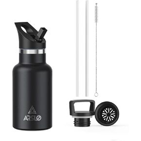 Stainless Steel Double Wall Water Bottles, Vacuum Insulated Bottle With Straw Lid, Insulated Water Bottle Keeps Water Cold for 24 Hours, Hot for 12 Hours, Hiking, Sports