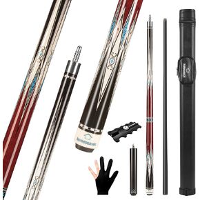 HomeSeason Carbon Fiber Pool Cue 58" with Leather Bag Extender Extension Rod Professional Pool Stick 4-Layer Tip Low Deflection Cue Stick, 3 * 8/8Joint Pin, Ultra-Smooth, Billiard Cue Sticks