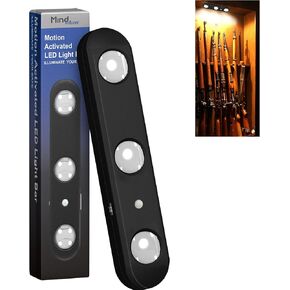 MIND&ACTION Gun Safe Lights, LED, 12 Bulbs, Motion Activated, Rotatable, Battery Powered (Black 2 Pack)