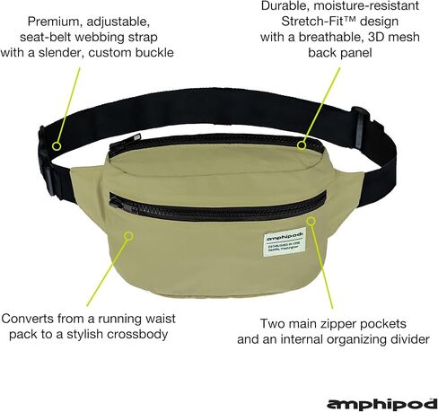 Amphipod R3 Go-About Convertible Pack, Lifestyle & Runners Storage Fanny Waist Pack for Men & Women - Noir/Slate in Saudi Arabia