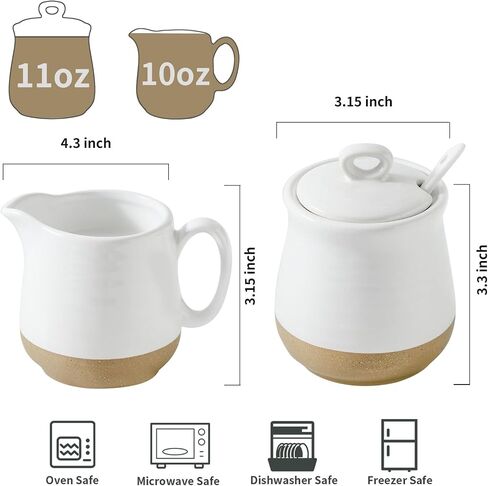 Glowworm Porcelain Sugar and Creamer Set, 11 Ounce Sugar Bowl,10 Ounce Cream Pitcher, Sugar Set with Lid & Spoon, Coffee Serving Set, Dishwasher Safe, Blue in Saudi Arabia