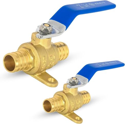 10-PCS HESUN 3/4 بوصة PEX BLEVE مع الأذن إسقاط ، 1/4 انعطف صمام الإغلاق الكامل للمنفذ ، صمام PEX النحاسي للمياه الساخنة والباردة ، ASTM F1807 ، الأزرق in Kuwait