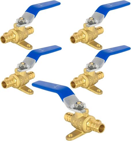10-PCS HESUN 3/4 بوصة PEX BLEVE مع الأذن إسقاط ، 1/4 انعطف صمام الإغلاق الكامل للمنفذ ، صمام PEX النحاسي للمياه الساخنة والباردة ، ASTM F1807 ، الأزرق in Kuwait