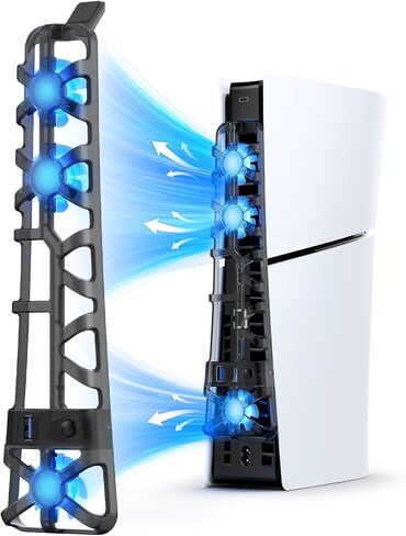 NEXIGO PS5 SLIM SILP SILP SILING SHOND مع سرعة قابلة للتعديل ، تشغيل/إيقاف تشغيل الطاقة التلقائية ، مع منفذ USB 3.0 ، نظام تبريد فعال لكل من قرص PS5 النحيف والإصدارات الرقمية (أبيض) in Kuwait