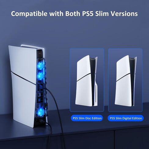 NEXIGO PS5 SLIM SILP SILP SILING SHOND مع سرعة قابلة للتعديل ، تشغيل/إيقاف تشغيل الطاقة التلقائية ، مع منفذ USB 3.0 ، نظام تبريد فعال لكل من قرص PS5 النحيف والإصدارات الرقمية (أبيض) in Kuwait