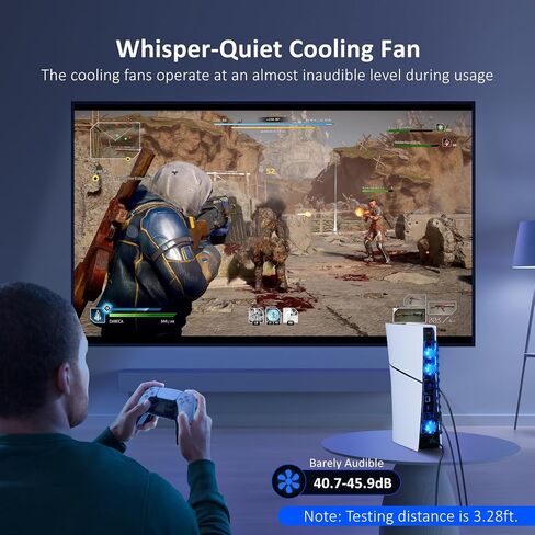 NEXIGO PS5 SLIM SILP SILP SILING SHOND مع سرعة قابلة للتعديل ، تشغيل/إيقاف تشغيل الطاقة التلقائية ، مع منفذ USB 3.0 ، نظام تبريد فعال لكل من قرص PS5 النحيف والإصدارات الرقمية (أبيض) in Kuwait