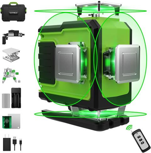 Laser Level 360 Self Leveling, MAITHEUO 3x360° Green Cross Line Laser Level for Construction with Rechargeable Batterry, Remote Controller,Magnetic Stand, Carry Bag in Saudi Arabia