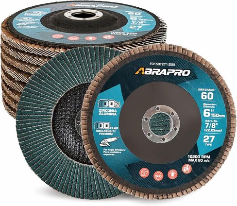 6" x 7/8" Flap Discs,Arbor Size 7/8-inch,T27 Industrial Zirconia Abrasive Grinding Wheel for Metal, Wood, Stainless Steel Finishing, 60 Grit (10 Pack) in Saudi Arabia