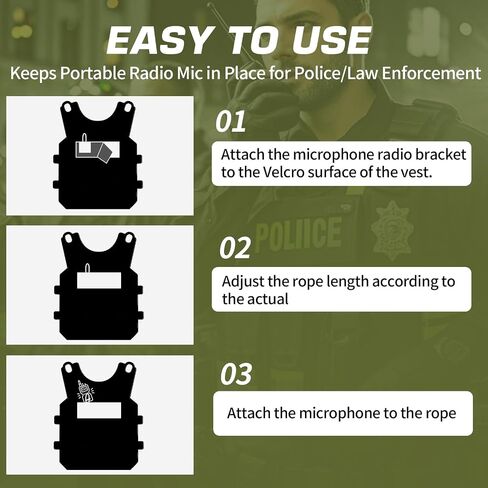 Ullnosoo Microphone Radio Holder, 2 Pcs Mic Clip for Police, Super Strong Stitches No Breaking, Law Enforcement Radio Microphone Holder for Vest Accessories in Saudi Arabia