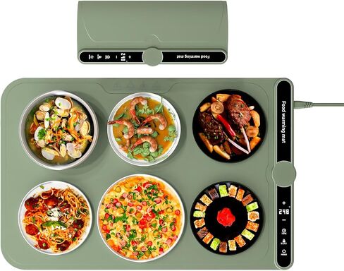 Food Warming Mat, Warming Mat for Food, Fast Heating Silicone Electric Warming Tray with 9 Level Temperature & 6 Heat Timed Functionality,Portable Auto Shut-Off Food Warmer for Daily Life (Beige) in Saudi Arabia