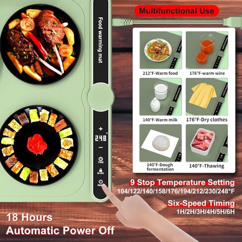 Food Warming Mat, Warming Mat for Food, Fast Heating Silicone Electric Warming Tray with 9 Level Temperature & 6 Heat Timed Functionality,Portable Auto Shut-Off Food Warmer for Daily Life (Beige) in Saudi Arabia