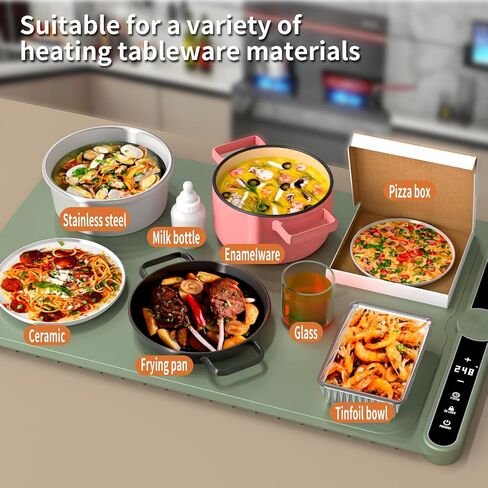 Food Warming Mat, Warming Mat for Food, Fast Heating Silicone Electric Warming Tray with 9 Level Temperature & 6 Heat Timed Functionality,Portable Auto Shut-Off Food Warmer for Daily Life (Beige) in Saudi Arabia