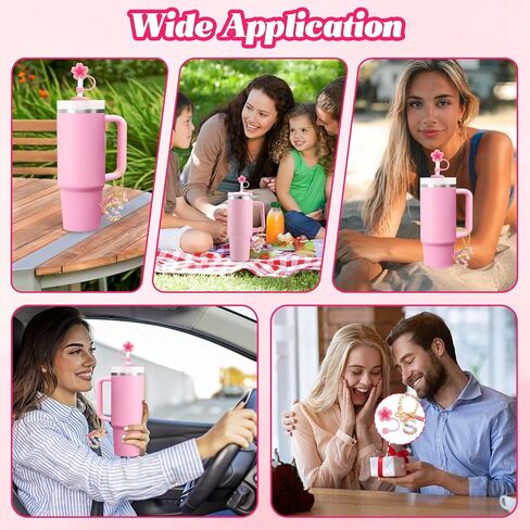 2pcs قش غطاء لإكسسوارات كأس ستانلي 40 أوقية 30 أونصة مع سحر خطاب 1pcs لـ Stanley Cup Silicone Straw Toppers للأغطية البهلوانية مع المقبض (K) in Kuwait