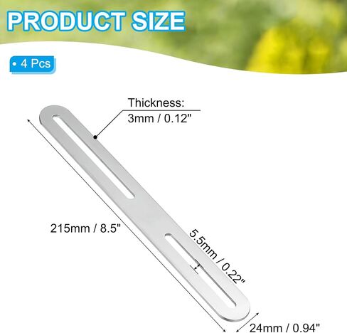 PATIKIL 11 1/50" Adjustable Flat Mending Plate with Slot, 4 Pcs Slidable Slotted Flat Straight Mending Plate Support Brace Brackets for Wood Furniture, Black in Saudi Arabia
